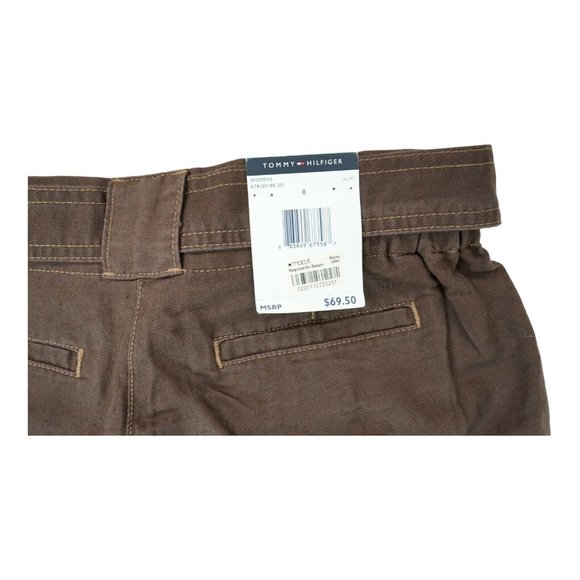 NWT Tommy Hilfiger‎ Womens High Rise Wide Leg Cropped Pants Capris Sz 8 Brown - Picture 6 of 6